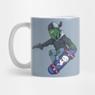 Alien Skateboarder with Ray Gun Mug